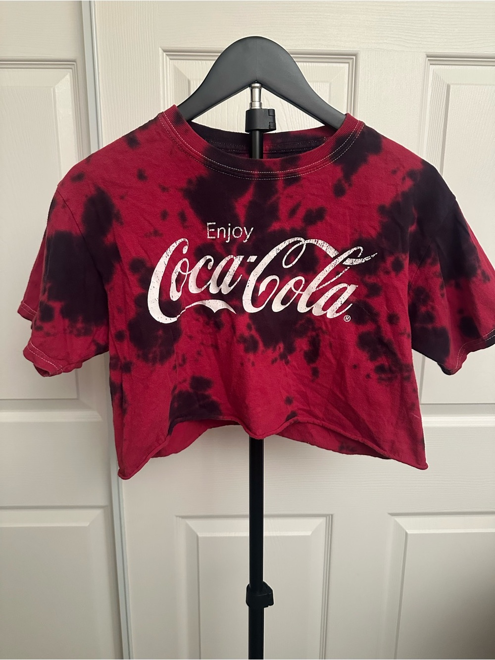 Coca Cola Black & Red Tie-Dye Cropped Tee